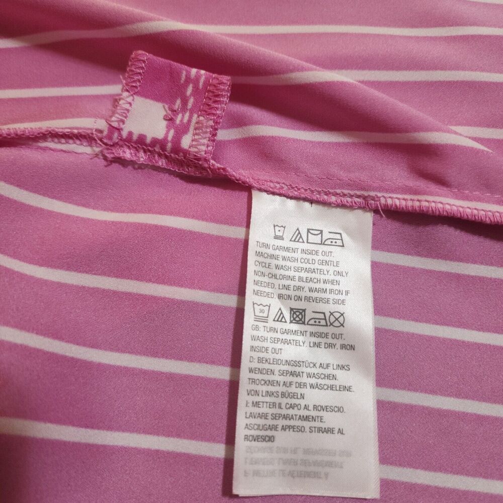 Bob Mackie Wearable Art Womens Button-Up Shirt Size 1X Pink White Lightweight - Picture 6 of 8